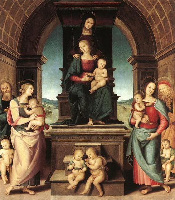 PERUGINO, Pietro The Family of the Madonna ugt oil painting picture